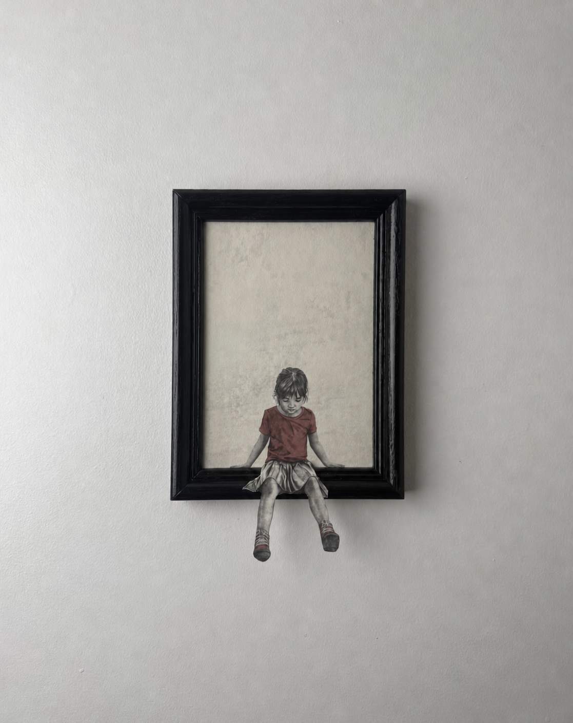 Finished custom framed portrait with real dimensional materials